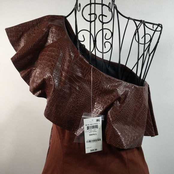 INC Sleeveless Asymmetrical Neckline Top, Women's Size S - Deep Sienna Brown - Picture 11 of 12